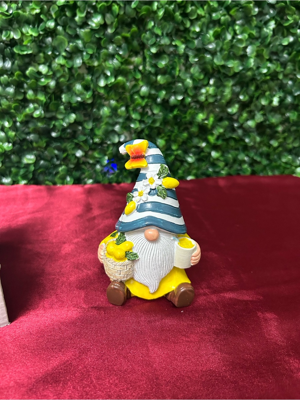 Spring Lemon Gnome Figurine Shelf Sitter Farmhouse Tiered Tray Decor Yellow Blue